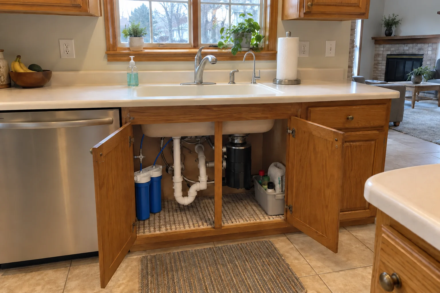 Under-Sink Water Filtration in a 1980s-1990s two-story colonial / tract house — installed