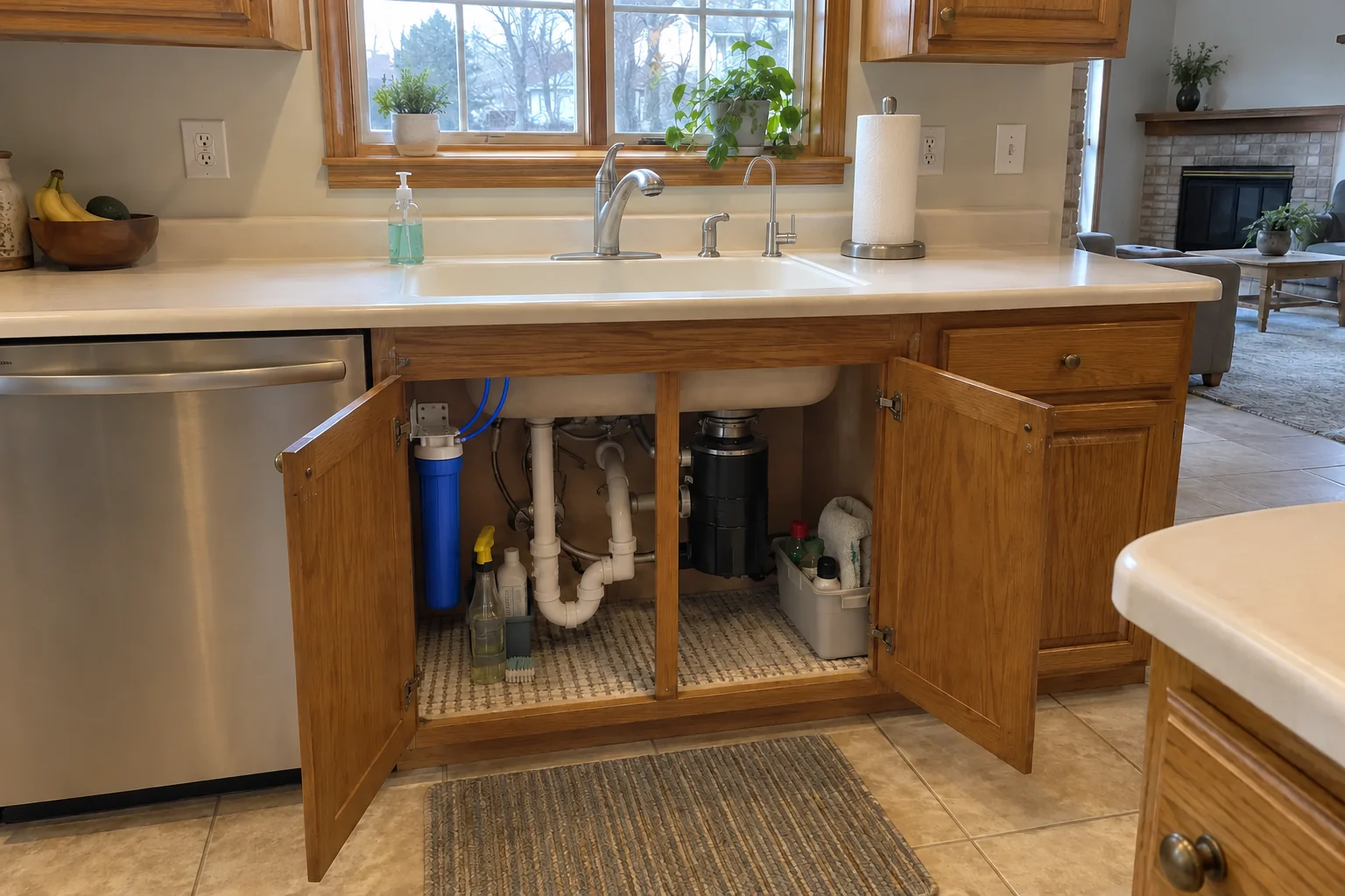 Under-Sink Water Filtration in a 1980s-1990s two-story colonial / tract house — installed