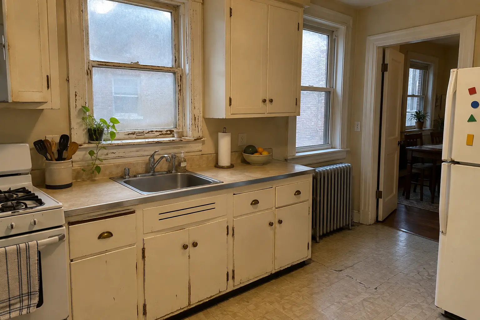 Kitchen Window Replacement in a prewar house — before