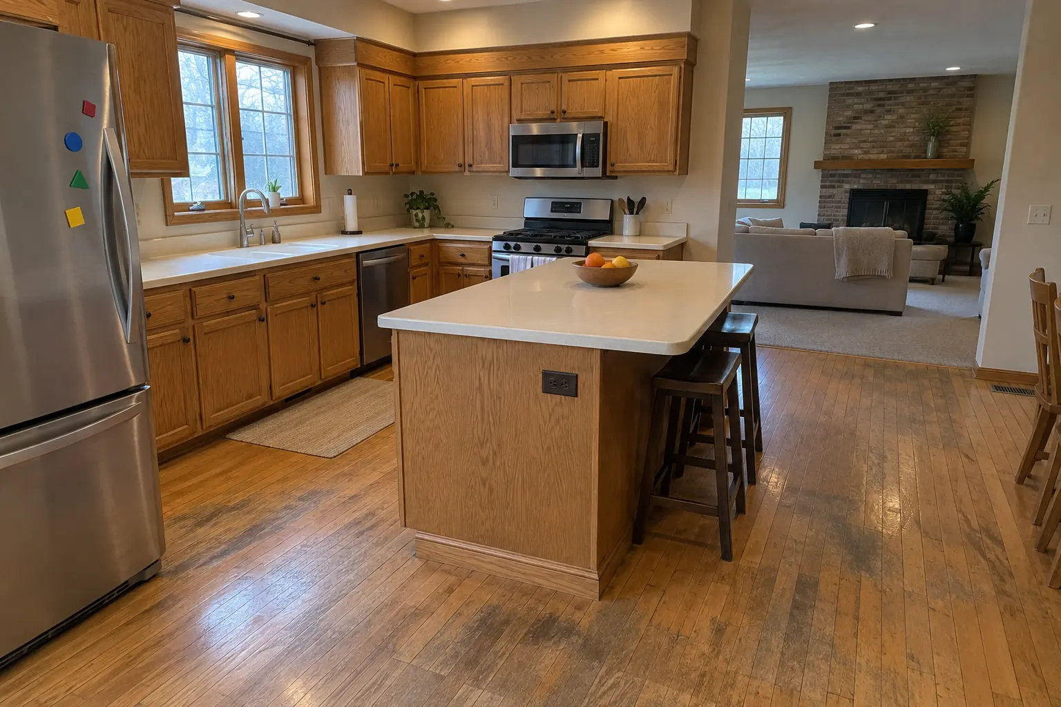 Hardwood Floor Repair & Refinishing project near Aurora, before