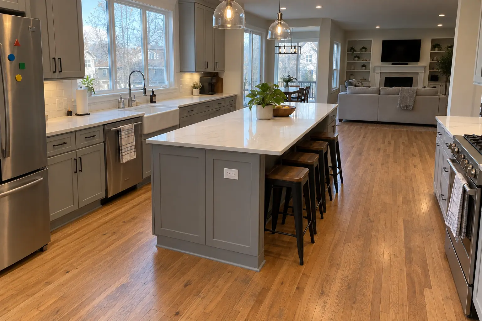 Hardwood Floor Repair & Refinishing project near Plainfield, after